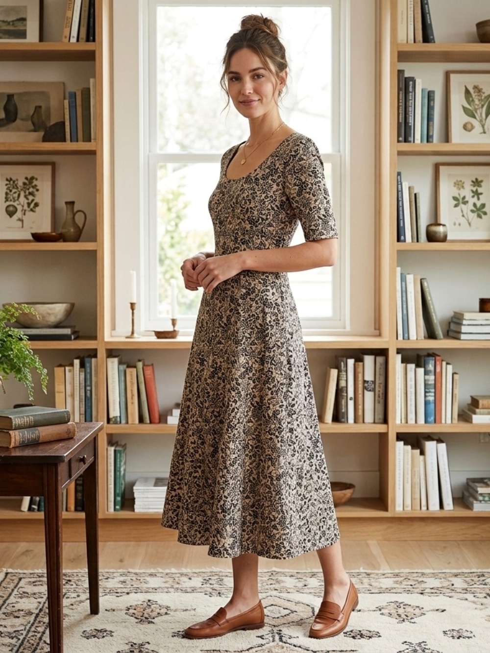 NWT Pact Organic Fit & Flare Paisley Blossoms Signature Scoop Dress - M